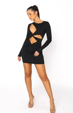 Long Sleeve Dresses | White Fox Boutique Feel The Movement Long Sleeve Mini Dress black