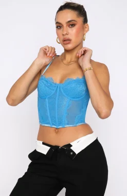 Shirts & Blouses | White Fox Boutique Feel The Passion Lace Bustier blue