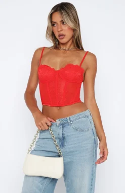 Shirts & Blouses | White Fox Boutique Feel The Passion Lace Bustier red