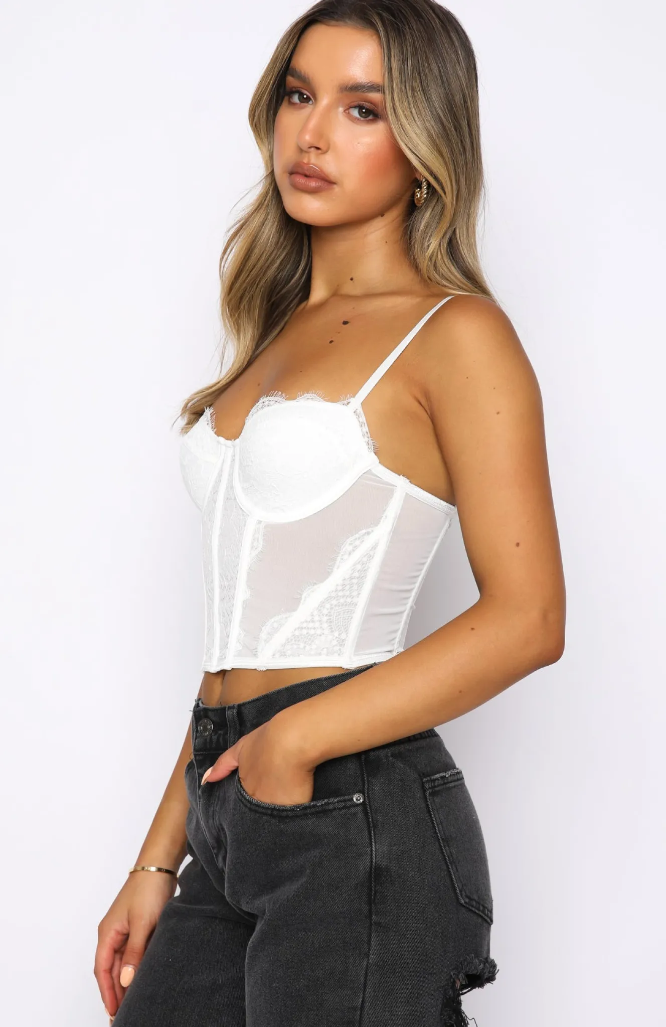 Shirts & Blouses | White Fox Boutique Feel The Passion Lace Bustier white