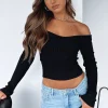 Shirts & Blouses | White Fox Boutique Feeling Risky Long Sleeve Knit Top black