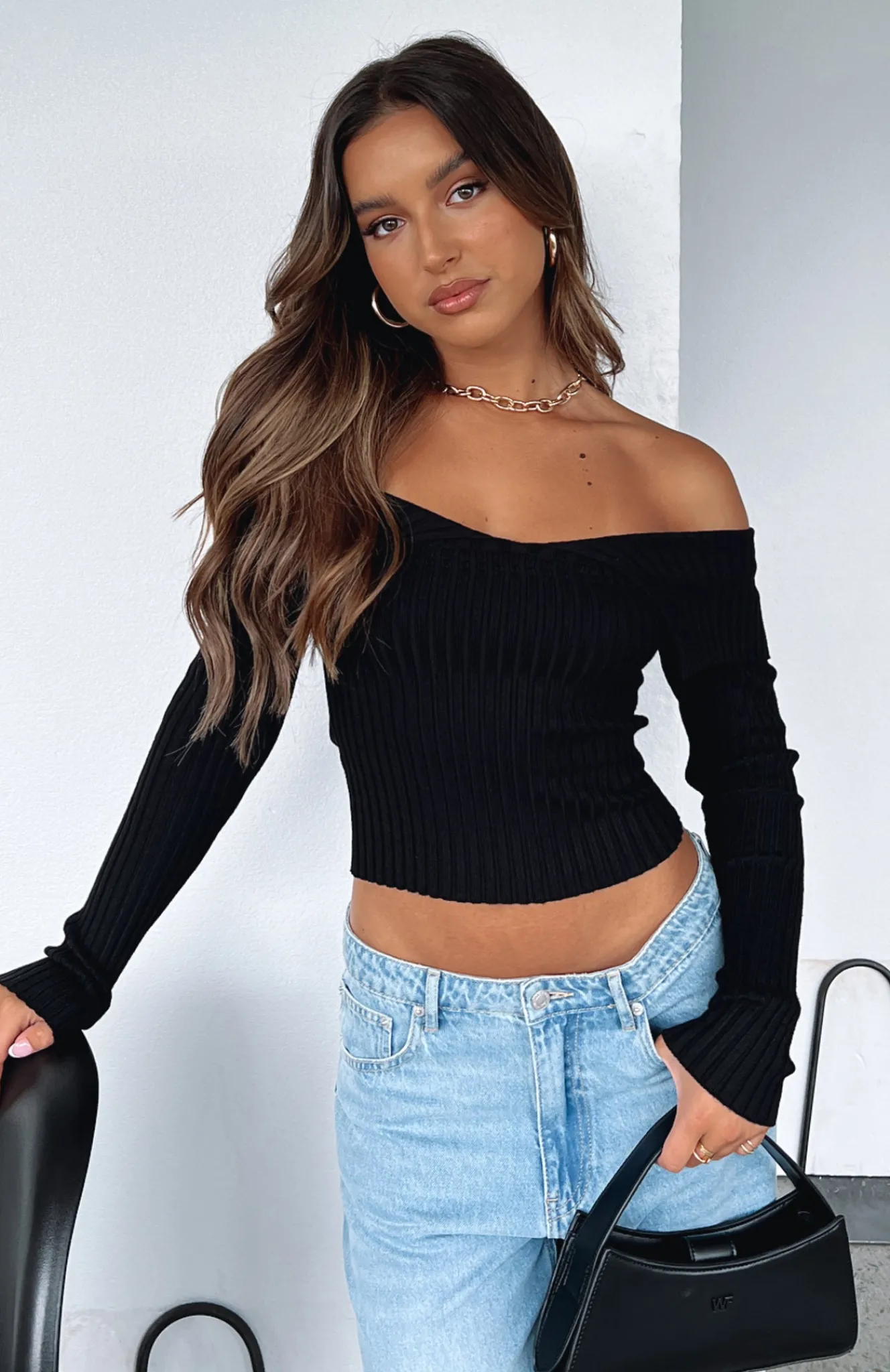 Shirts & Blouses | White Fox Boutique Feeling Risky Long Sleeve Knit Top black
