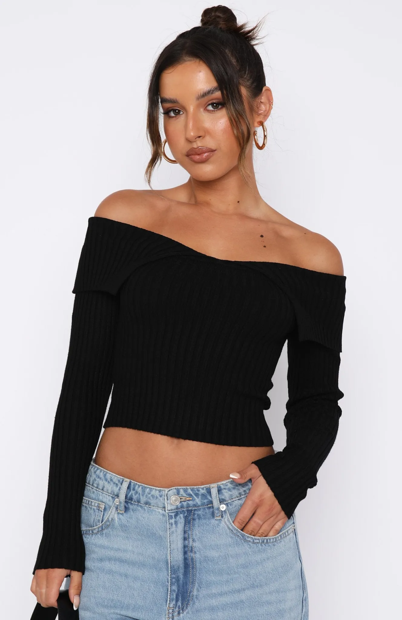 Shirts & Blouses | White Fox Boutique Feeling Risky Long Sleeve Knit Top black