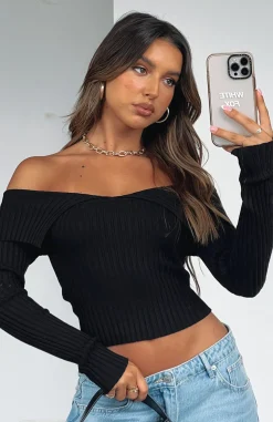 Shirts & Blouses | White Fox Boutique Feeling Risky Long Sleeve Knit Top black