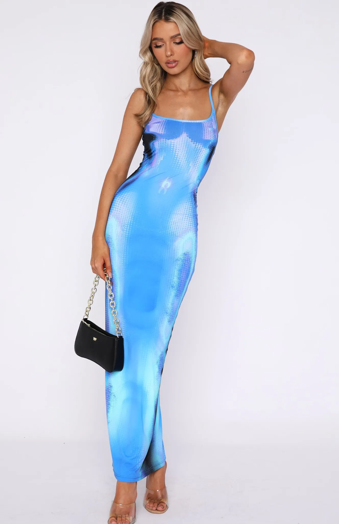 Restocked | White Fox Boutique Feeling The Heat Maxi Dress Milky Way blue