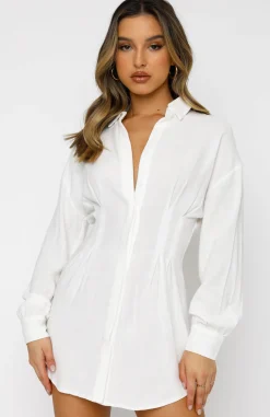 Restocked | White Fox Boutique Feels Like A Holiday Shirt Dress white