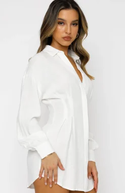 Restocked | White Fox Boutique Feels Like A Holiday Shirt Dress white