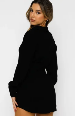 Restocked | White Fox Boutique Feels Like A Holiday Shirt Dress black