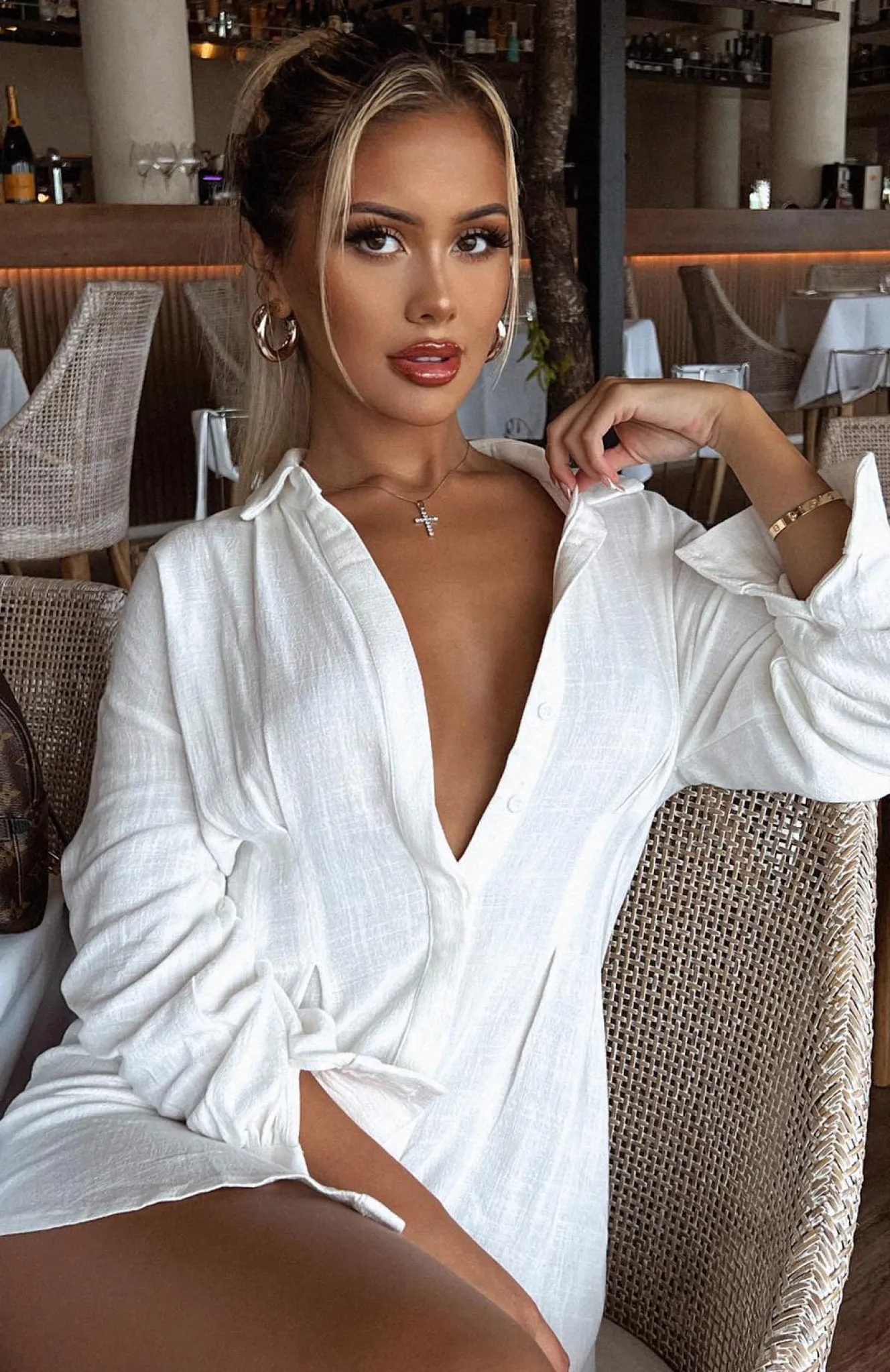 Restocked | White Fox Boutique Feels Like A Holiday Shirt Dress white