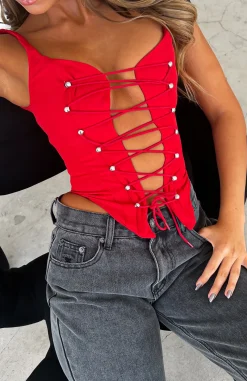 Shirts & Blouses | White Fox Boutique Fire In Her Eyes Bustier red