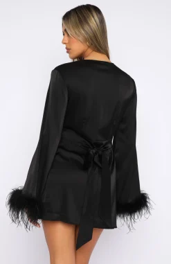 Restocked | White Fox Boutique First Pick Wrap Long Sleeve Mini Dress black