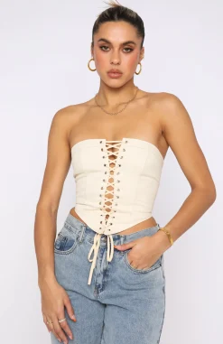 Shirts & Blouses | White Fox Boutique First Take Strapless Corset Beige nude