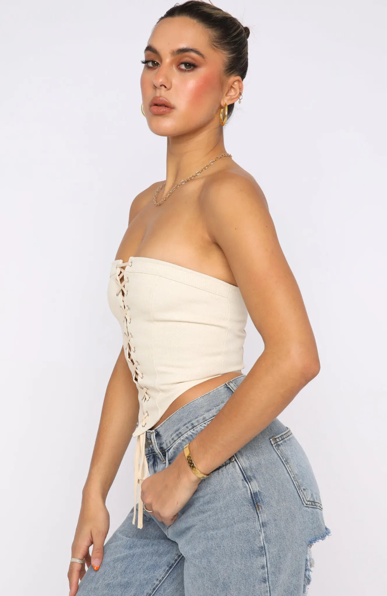 Shirts & Blouses | White Fox Boutique First Take Strapless Corset Beige nude
