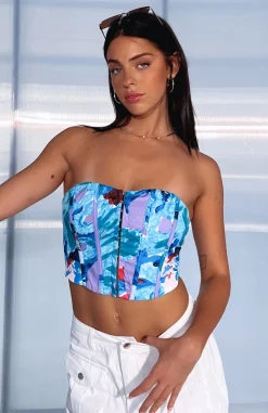 Shirts & Blouses | White Fox Boutique Fly Away Corset Print blue
