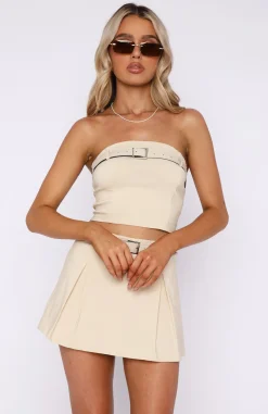 Shirts & Blouses | White Fox Boutique Follow Me Strapless Crop Beige nude