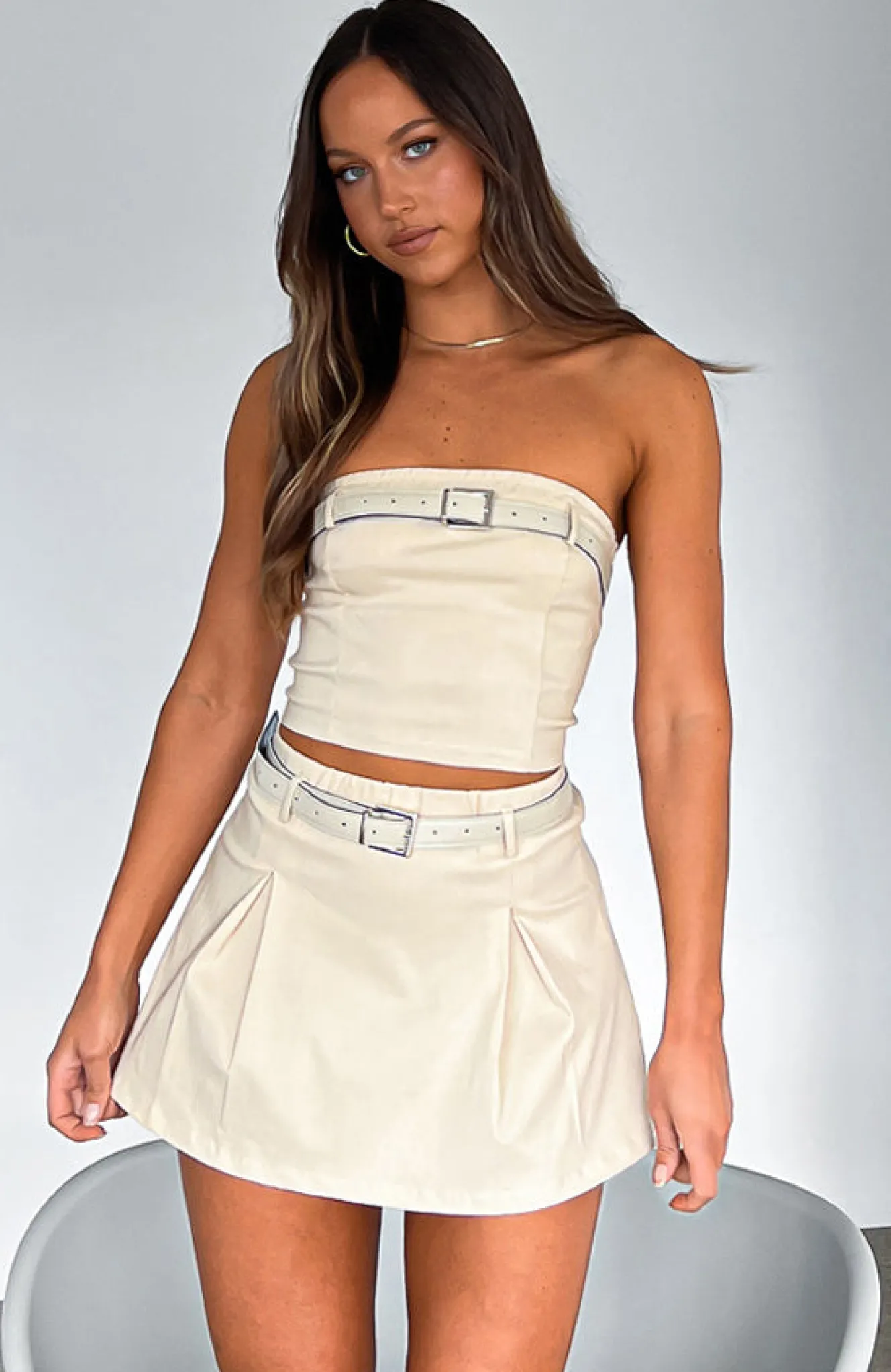 Shirts & Blouses | White Fox Boutique Follow Me Strapless Crop Beige nude