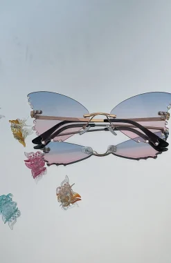 Sunglasses | White Fox Boutique Frankie Butterfly Sunglasses /Pink blue