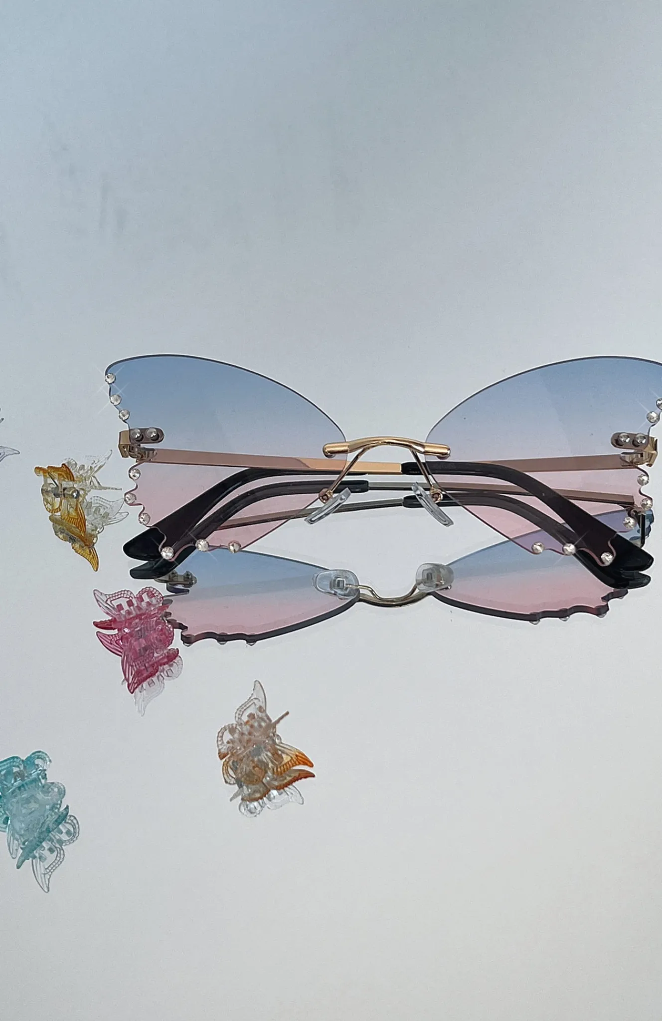 Sunglasses | White Fox Boutique Frankie Butterfly Sunglasses /Pink blue