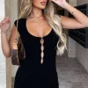 Restocked | White Fox Boutique Free Feeling Knit Playsuit black