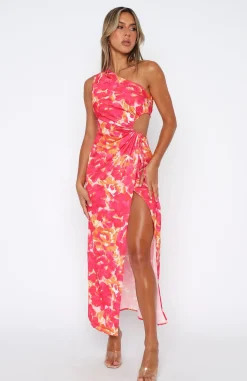 Formal Dresses | White Fox Boutique Full Of Charm Midi Dress Hot Floral pink