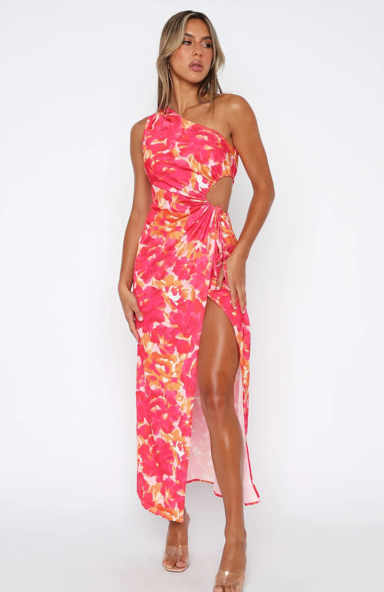 Formal Dresses | White Fox Boutique Full Of Charm Midi Dress Hot Floral pink