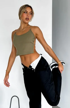 Shirts & Blouses | White Fox Boutique Game Of Chance Crop Khaki green