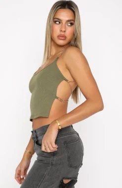 Shirts & Blouses | White Fox Boutique Game Of Chance Crop Khaki green