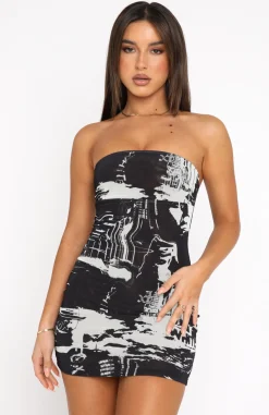 Restocked | White Fox Boutique Get Closer Mesh Mini Dress Dice black