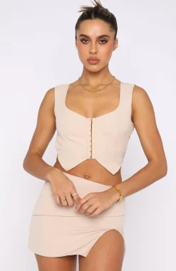 Shirts & Blouses | White Fox Boutique Get On With It Crop Beige nude