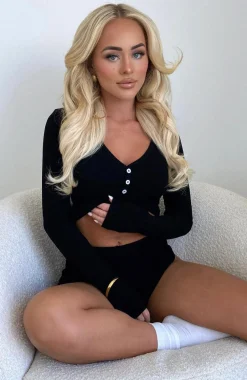 Restocked | White Fox Boutique Girl Talk Pyjama Set black