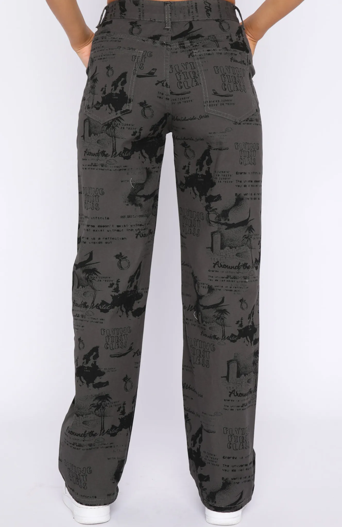 Pants | White Fox Boutique Give Me A Break Printed Cargo Pants Charcoal grey