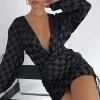 Long Sleeve Dresses | White Fox Boutique Give Me Everything Mini Dress Check black
