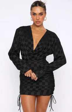Long Sleeve Dresses | White Fox Boutique Give Me Everything Mini Dress Check black