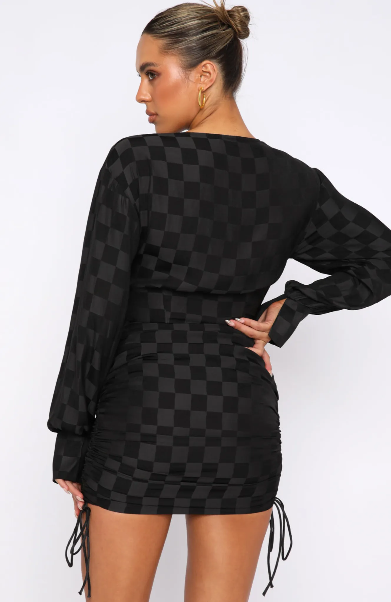 Long Sleeve Dresses | White Fox Boutique Give Me Everything Mini Dress Check black