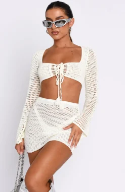 Resort Wear | White Fox Boutique Give Me Something Crochet Mini Skirt Off white