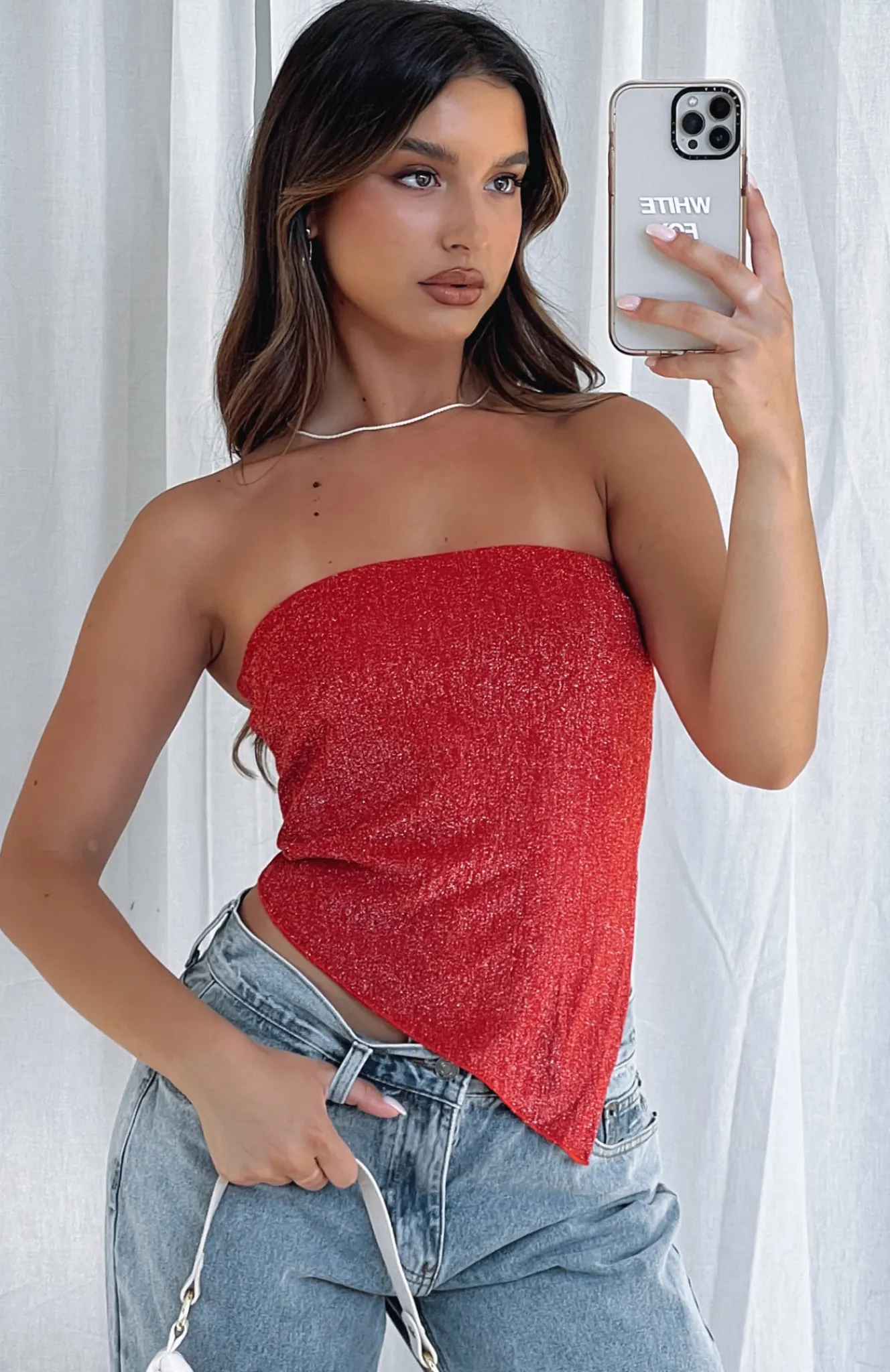 Shirts & Blouses | White Fox Boutique Glamorous Girl Strapless Top red