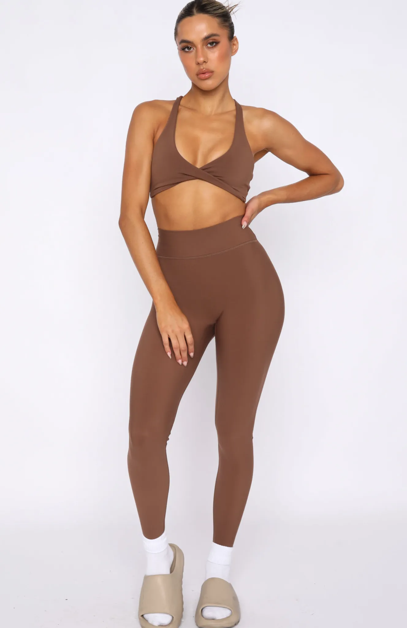 Leggings | White Fox Boutique Go Getter High Waisted Leggings Chocolate brown