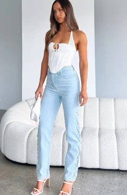 Denim | White Fox Boutique Going With The Flow Jeans Wash blue