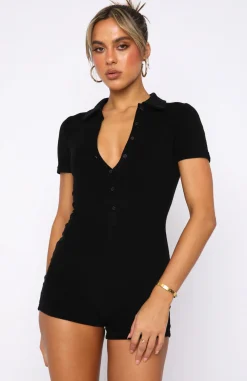 Restocked | White Fox Boutique Golden Light Terry Playsuit black