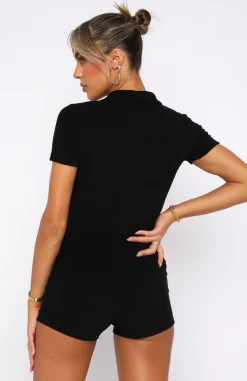 Restocked | White Fox Boutique Golden Light Terry Playsuit black