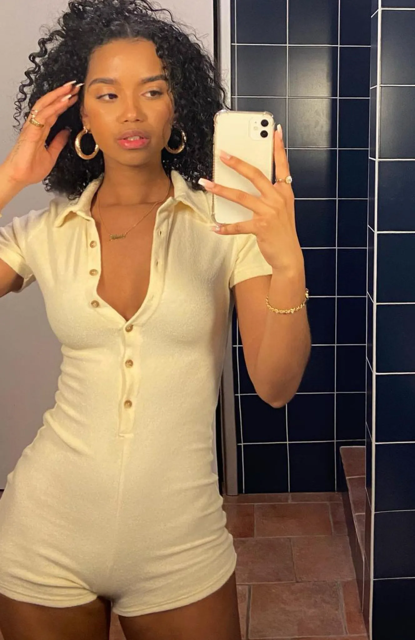 Restocked | White Fox Boutique Golden Light Terry Playsuit Cream nude