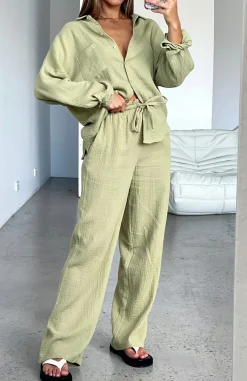Resort Wear | White Fox Boutique Golden Moment Pants Matcha green