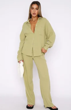 Resort Wear | White Fox Boutique Golden Moment Pants Matcha green