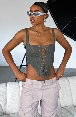 Shirts & Blouses | White Fox Boutique Good News Bustier Bottle green