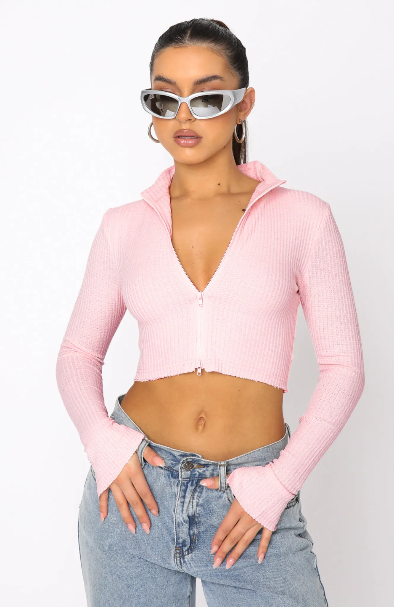 Shirts & Blouses | White Fox Boutique Got A Crush Long Sleeve Crop Baby pink