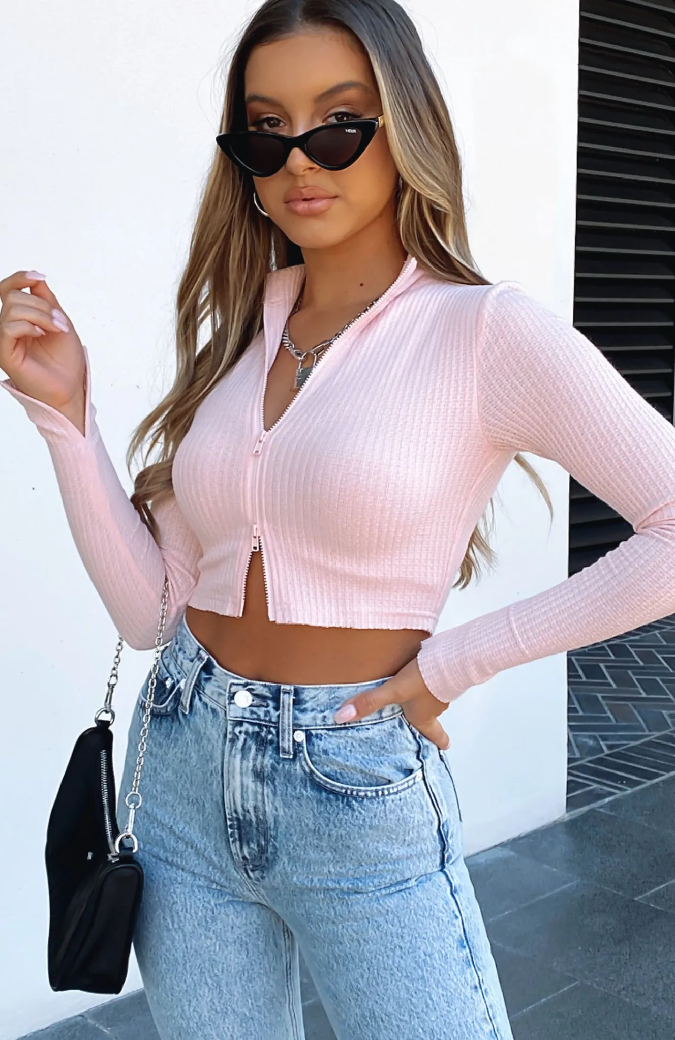 Shirts & Blouses | White Fox Boutique Got A Crush Long Sleeve Crop Baby pink