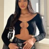 Shirts & Blouses | White Fox Boutique Got You For Life Long Sleeve Knit Crop black