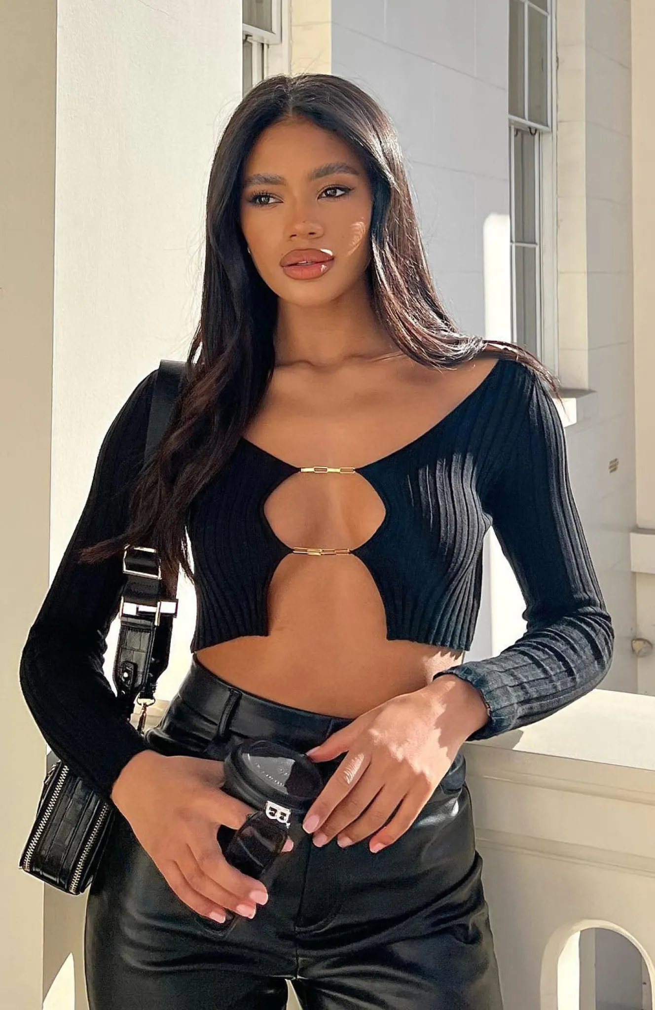 Shirts & Blouses | White Fox Boutique Got You For Life Long Sleeve Knit Crop black