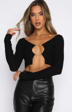 Shirts & Blouses | White Fox Boutique Got You For Life Long Sleeve Knit Crop black