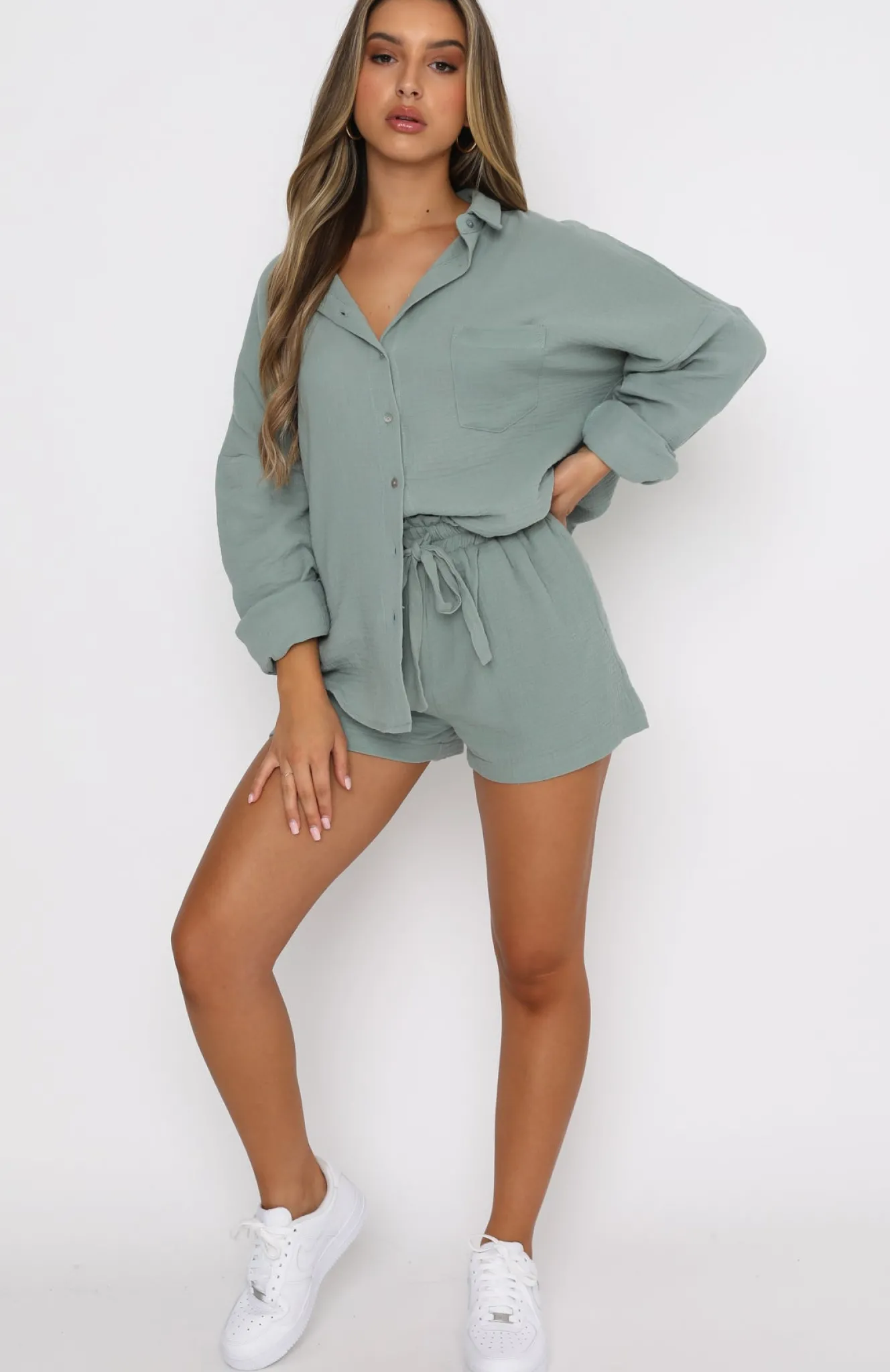 Shorts | White Fox Boutique Hard To Handle Shorts Sage green
